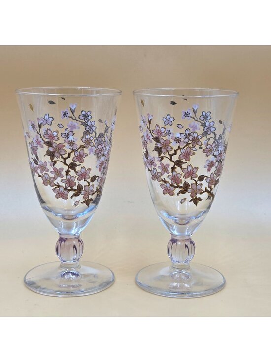 Aderia Other - Aderia Cherry Blossom Sakura Set of 2 Wine Glass Made in Japan